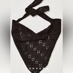 Free People Claro eyelet scarf Black Eyelet Bow NWT